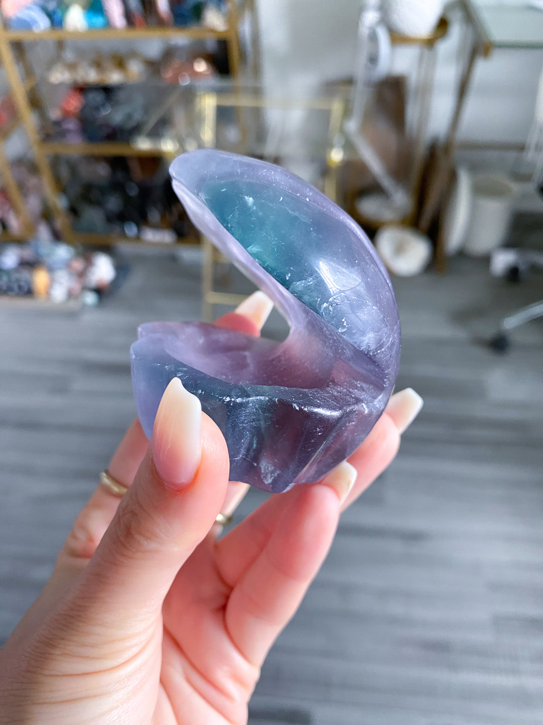 Rainbow Fluorite Clam Shell w/ Inclusion
