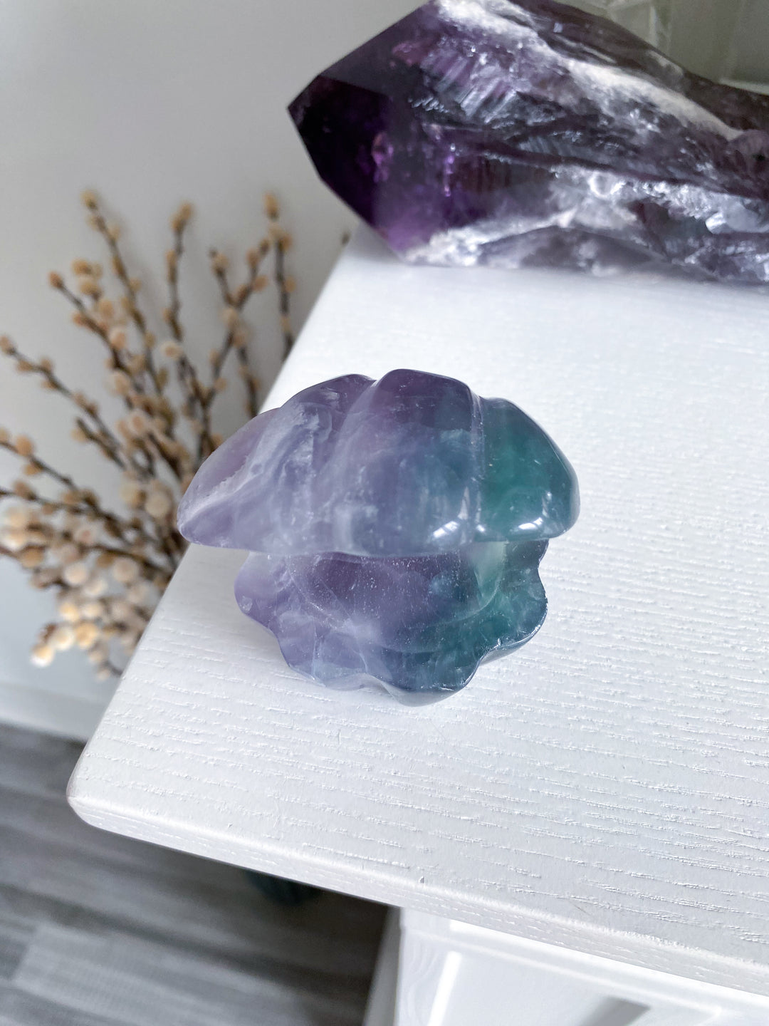 Rainbow Fluorite Clam Shell w/ Inclusion