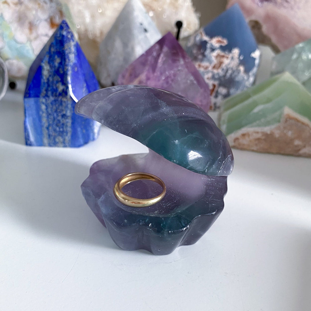 Rainbow Fluorite Clam Shell w/ Inclusion