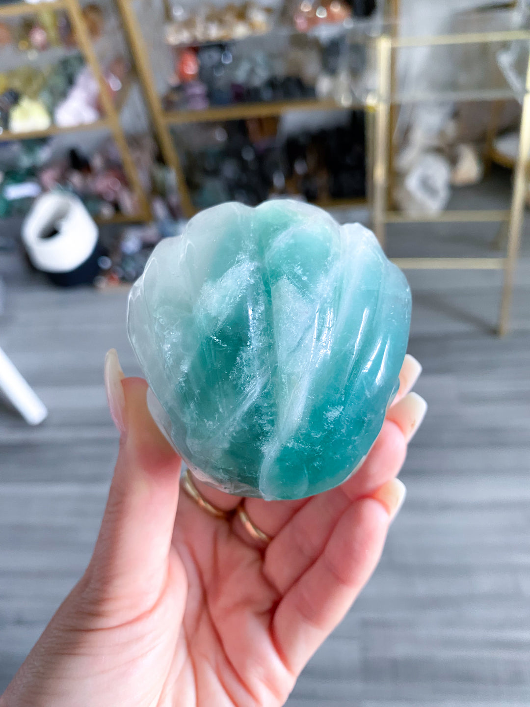 Green Fluorite Clam Shell