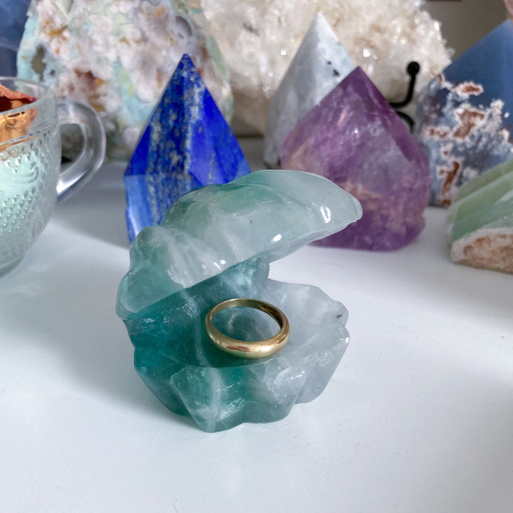 Green Fluorite Clam Shell