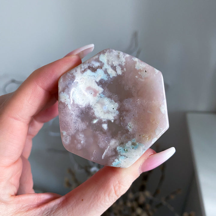 2" Green Flower Agate Small Offering Bowl, Ring Dish #1