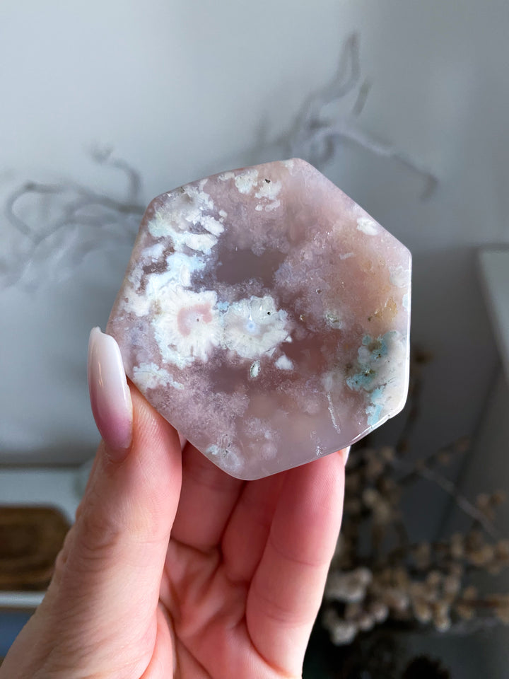 2" Green Flower Agate Small Offering Bowl, Ring Dish #1