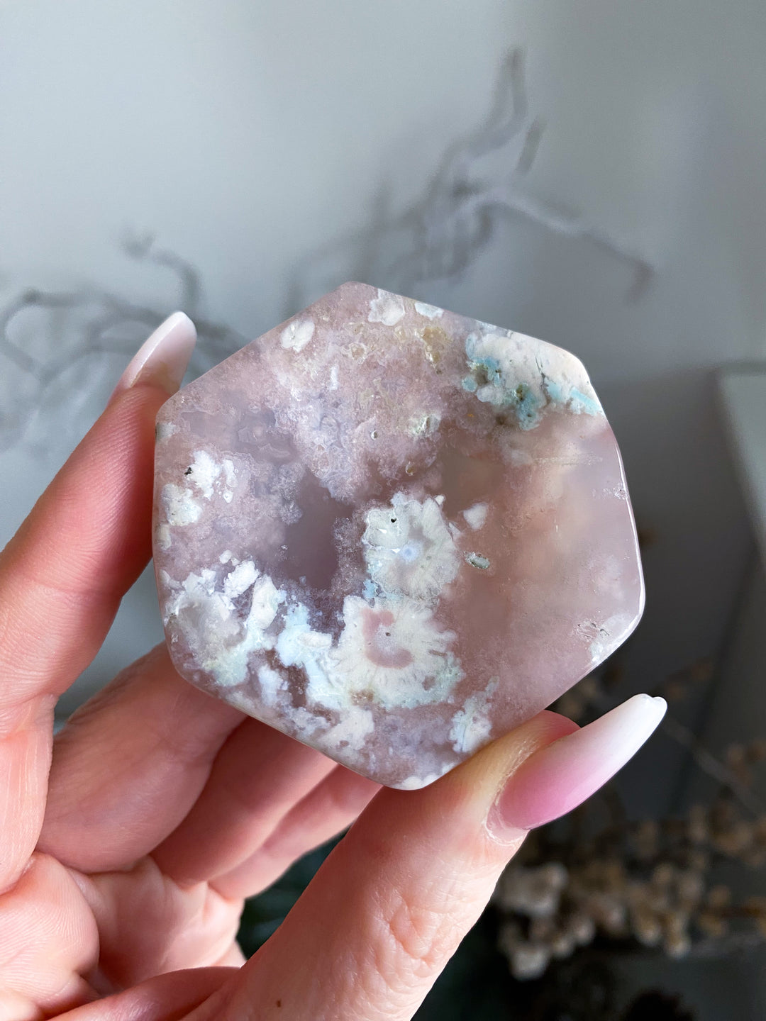 2" Green Flower Agate Small Offering Bowl, Ring Dish #1