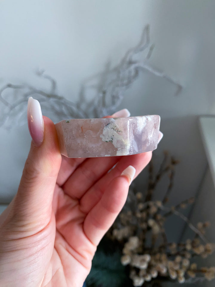 2" Green Flower Agate Small Offering Bowl, Ring Dish #1