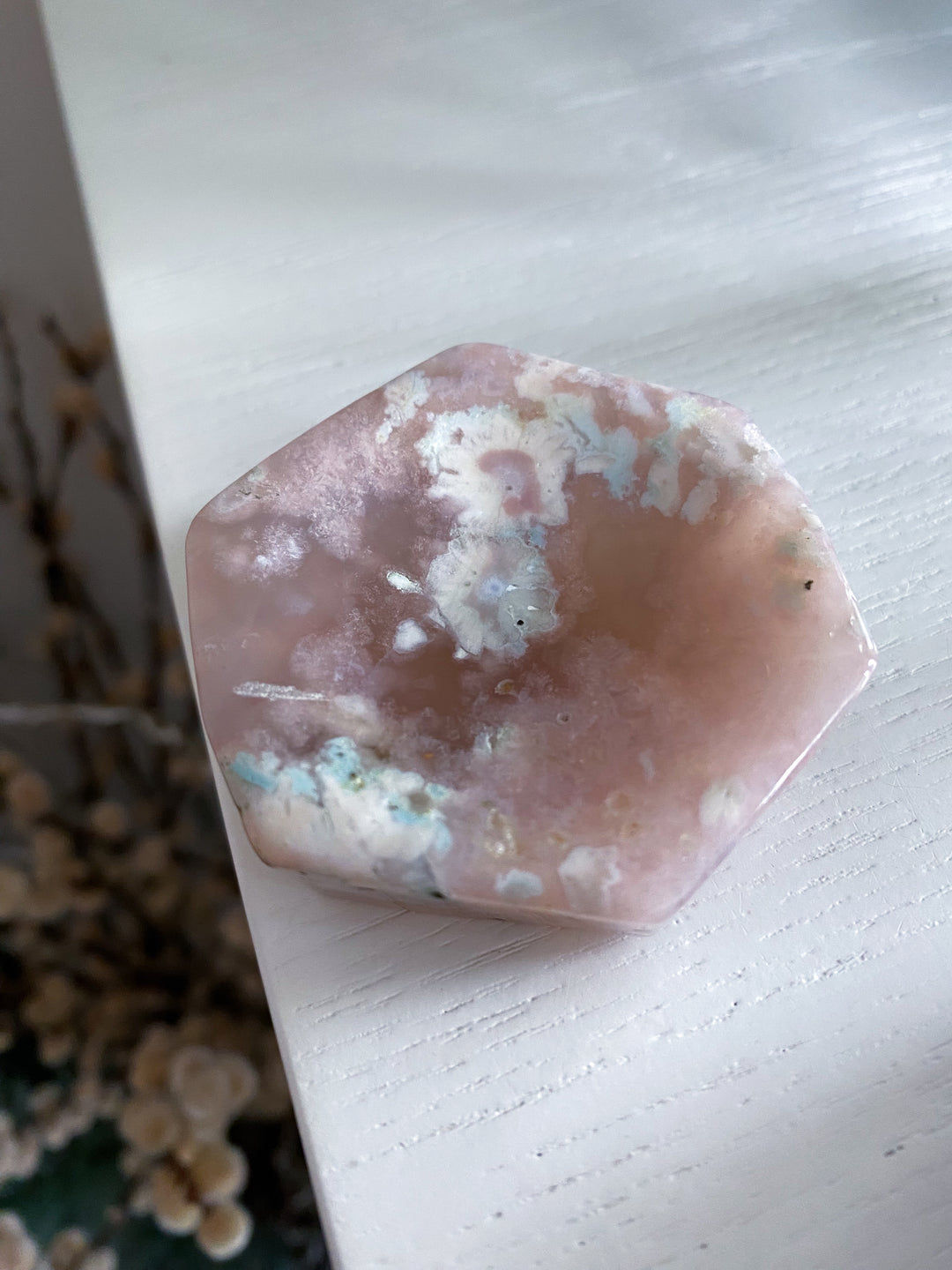 2" Green Flower Agate Small Offering Bowl, Ring Dish #1