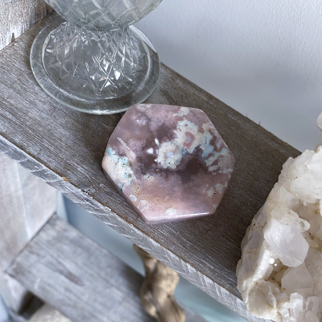 2" Green Flower Agate Small Offering Bowl, Ring Dish #1