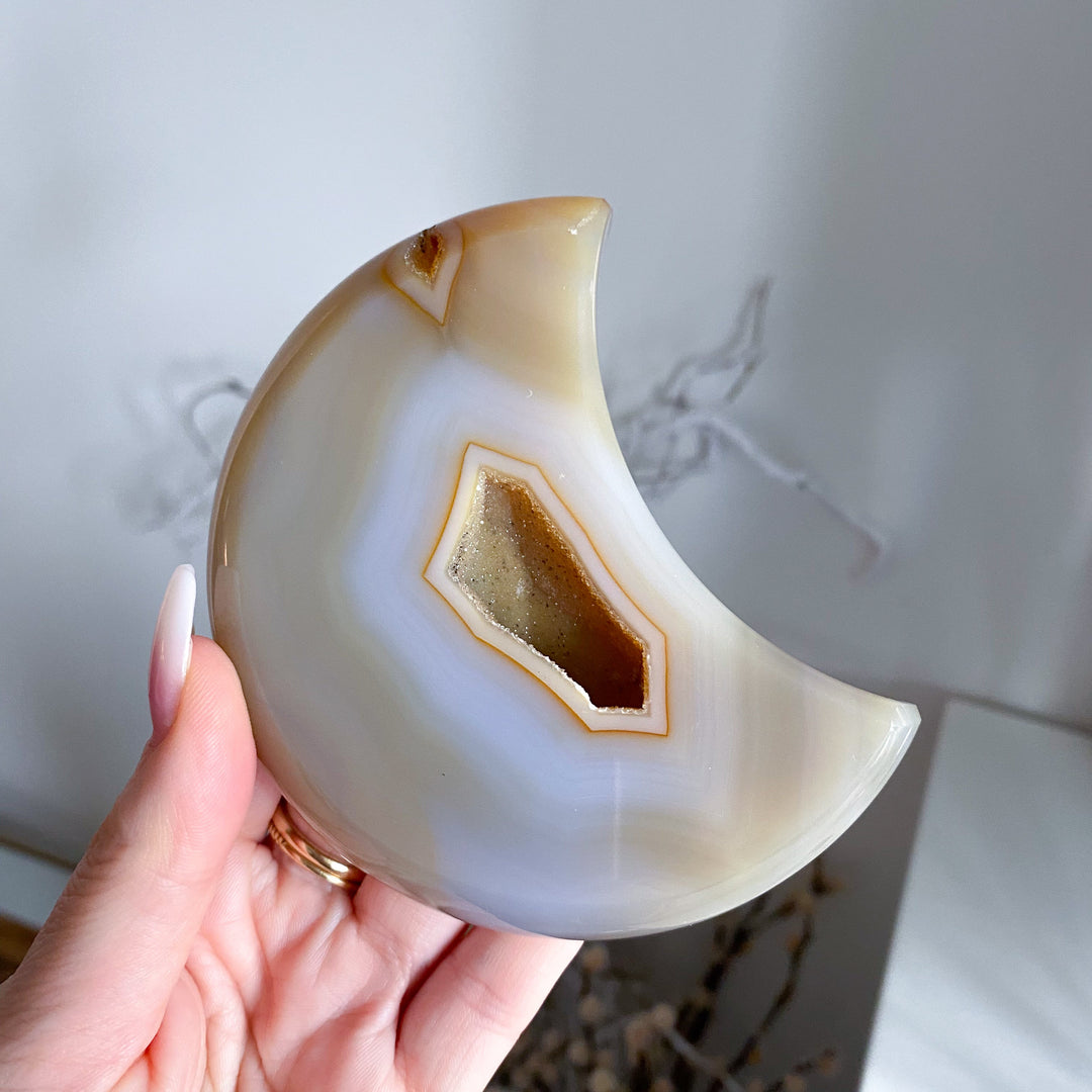 Large Peach Agate Moon #1