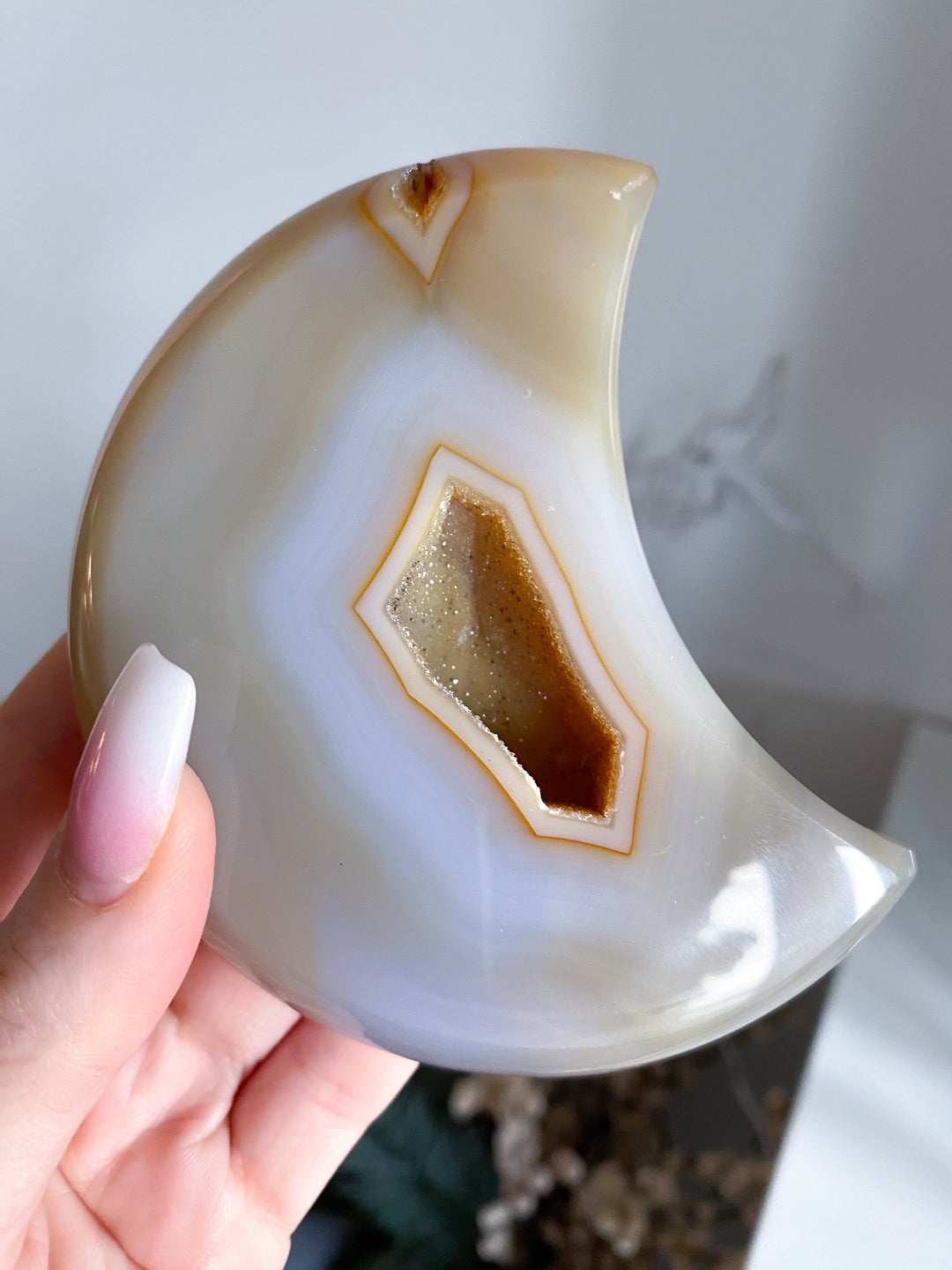 Large Peach Agate Moon #1