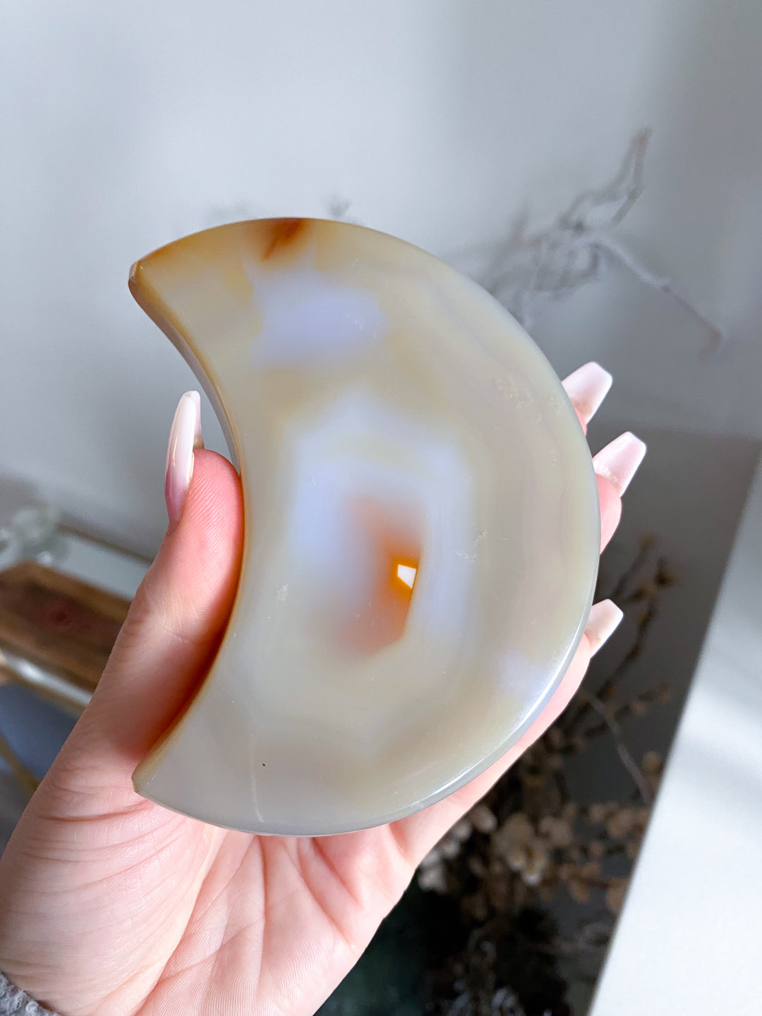 Large Peach Agate Moon #1
