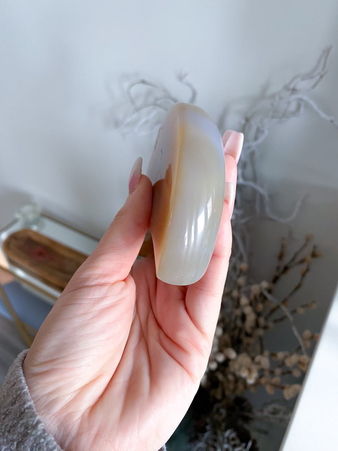 Large Peach Agate Moon #1