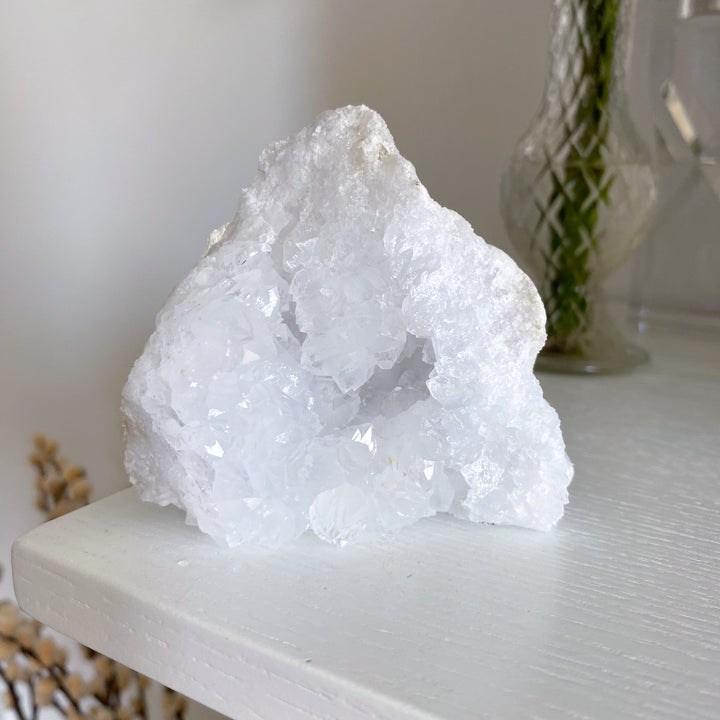 Standing White Calcite Geode Piece