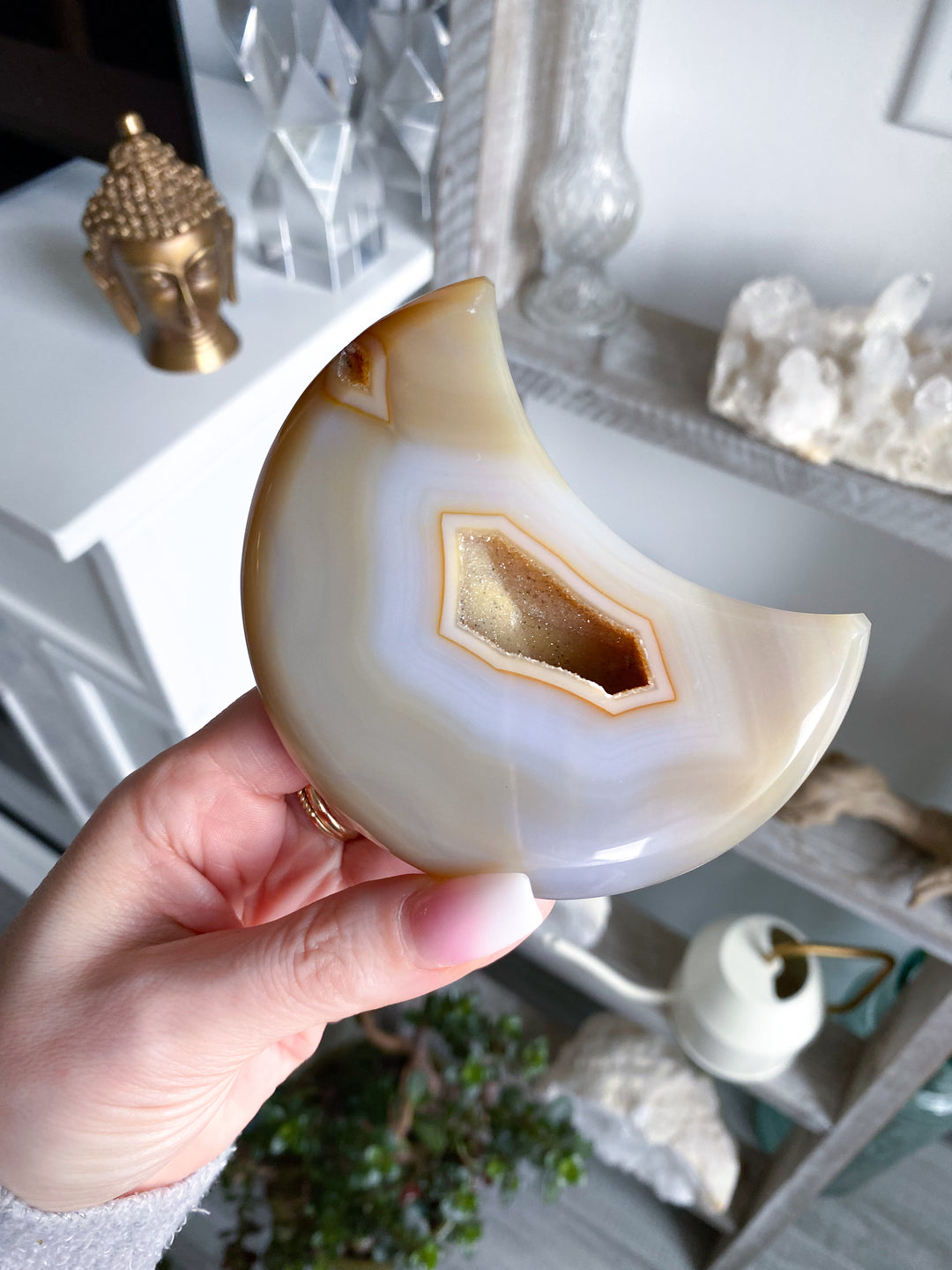 Large Peach Agate Moon #1