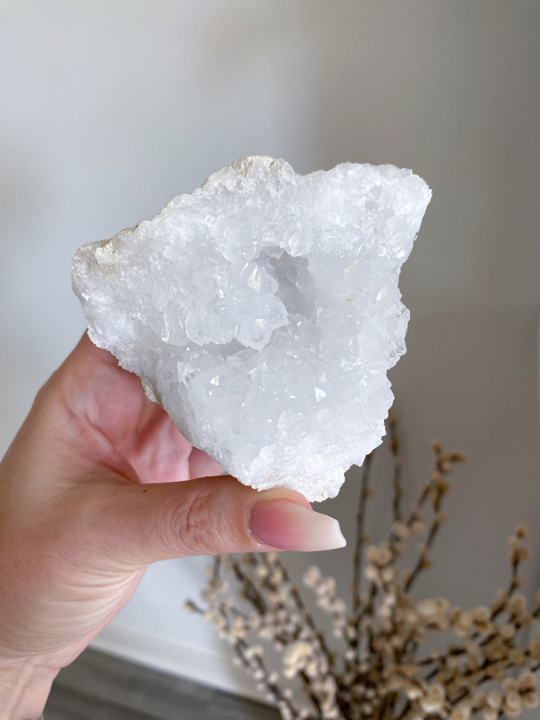 Standing White Calcite Geode Piece