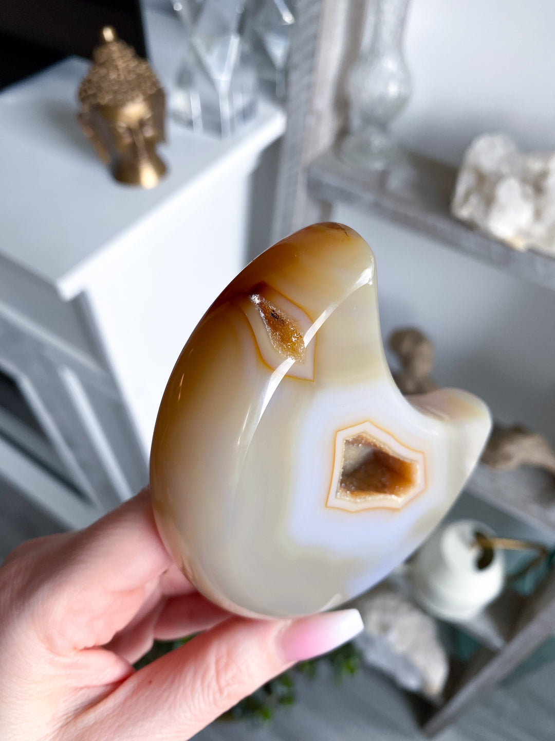 Large Peach Agate Moon #1