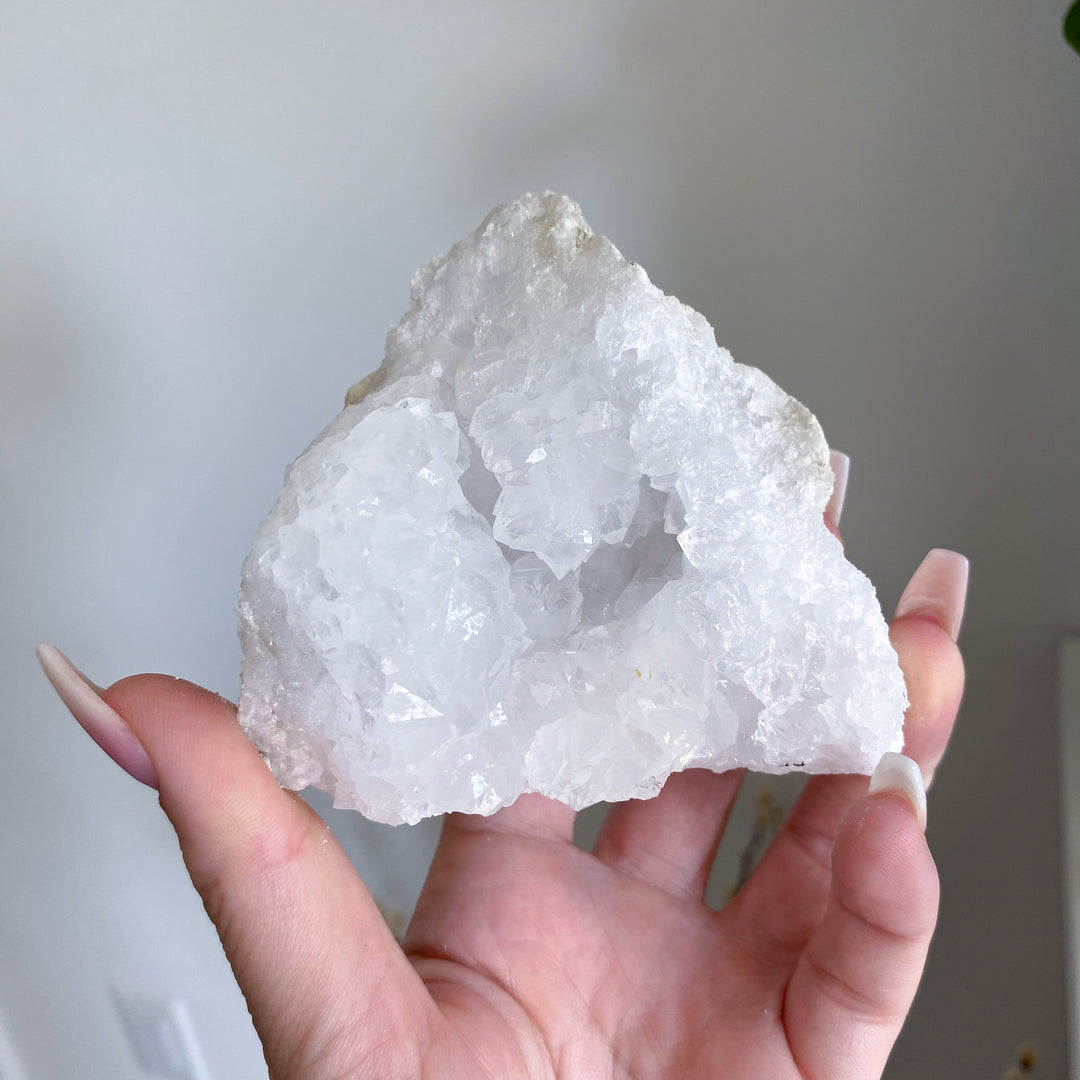 Standing White Calcite Geode Piece