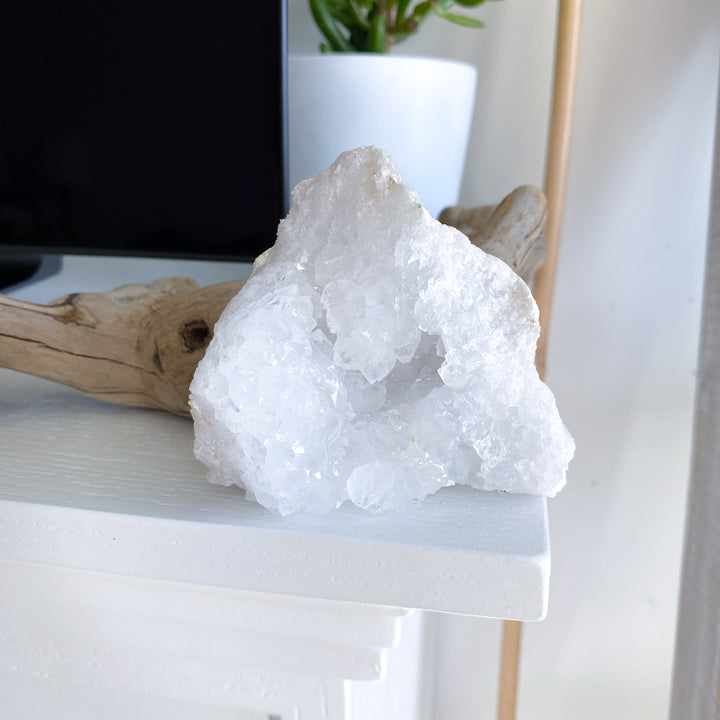 Standing White Calcite Geode Piece