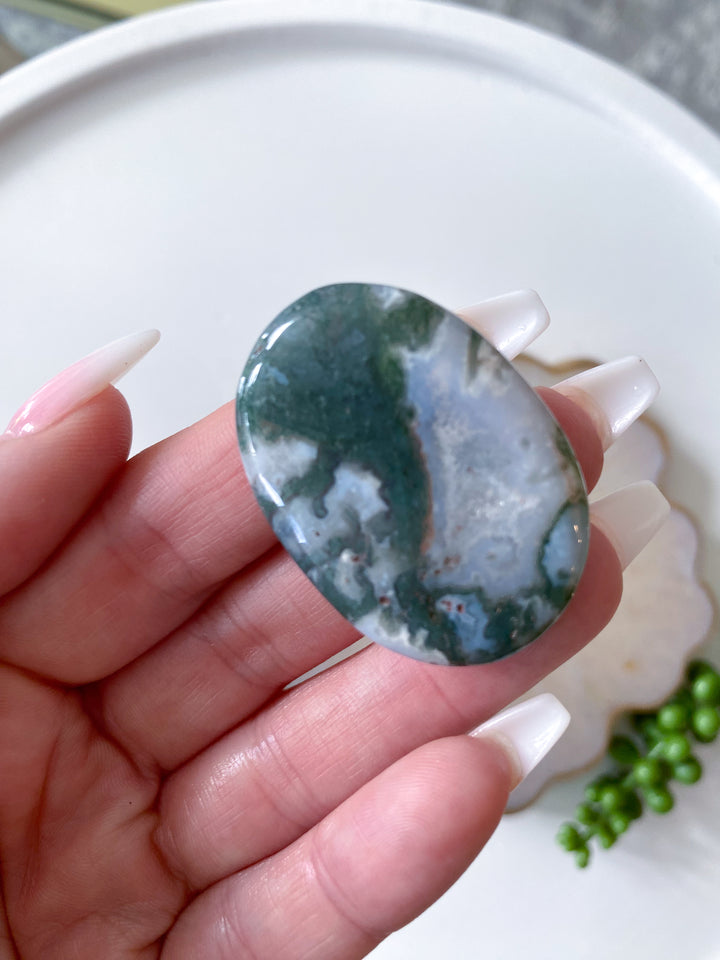 Green Moss Agate Worry Stone - Get Exact Item