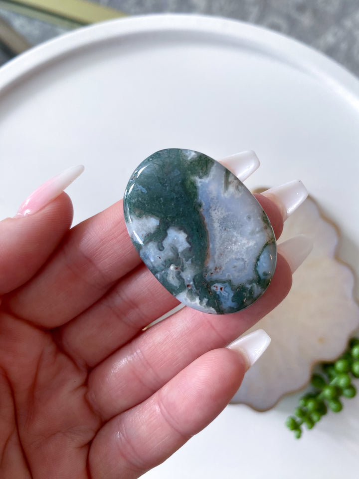 Green Moss Agate Worry Stone - Get Exact Item