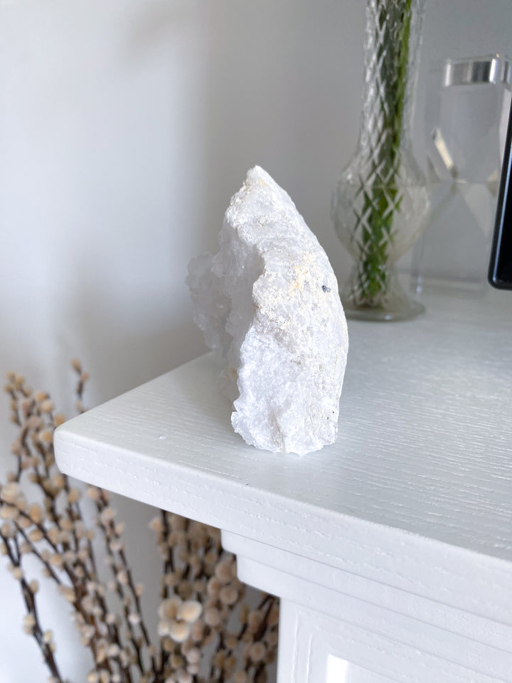 Standing White Calcite Geode Piece