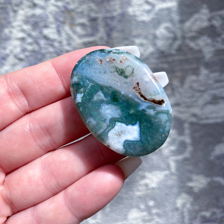 Green Moss Agate Worry Stone - Get Exact Item