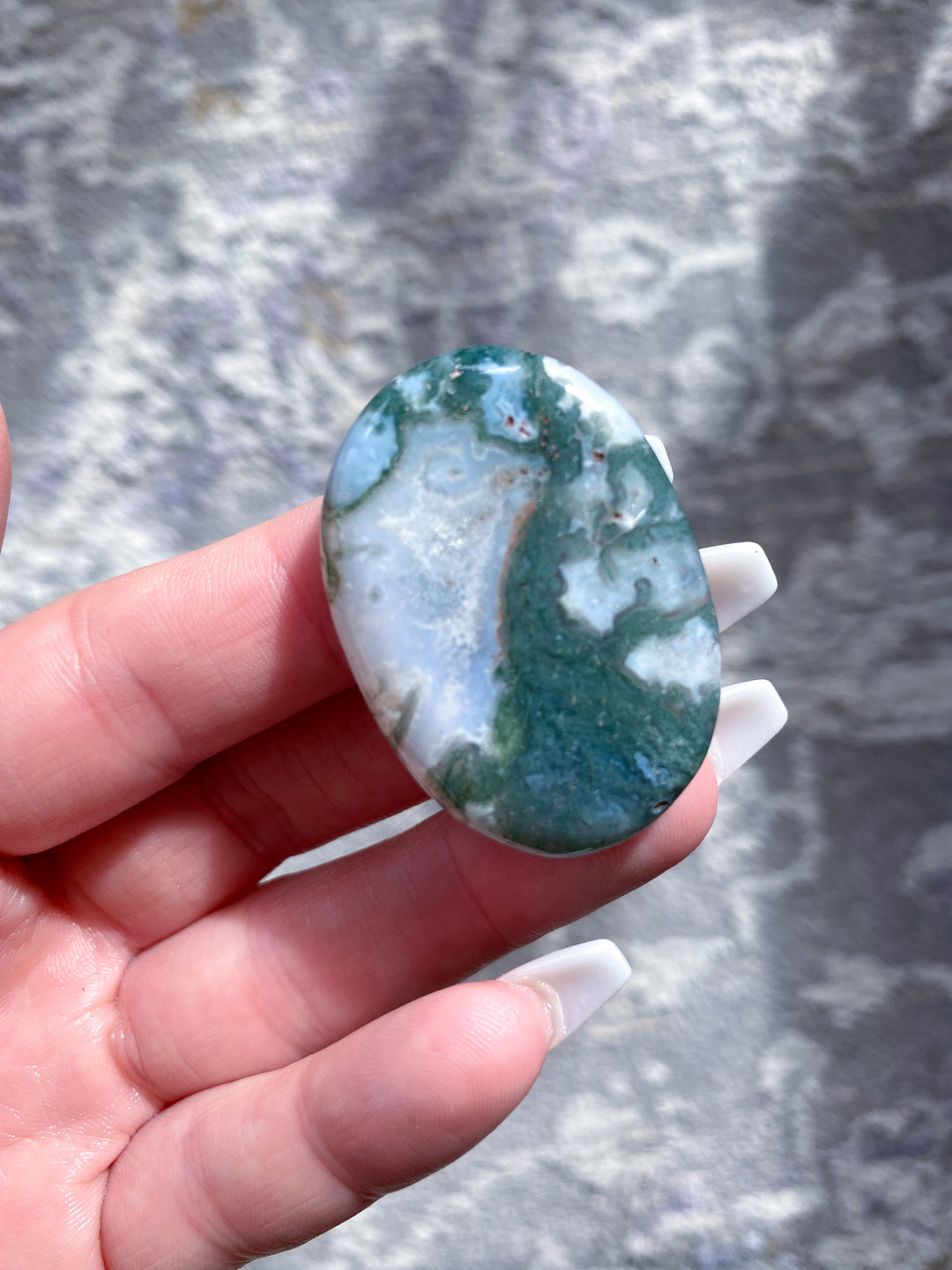 Green Moss Agate Worry Stone - Get Exact Item