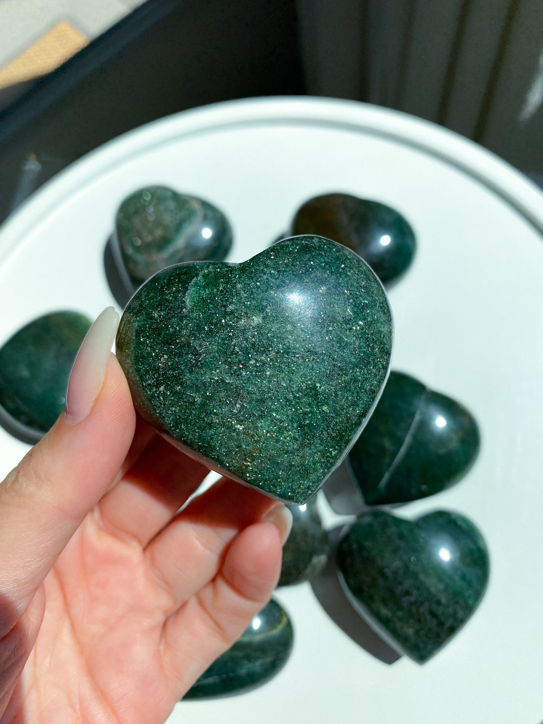 Green Aventurine Puffy Heart - You Choose