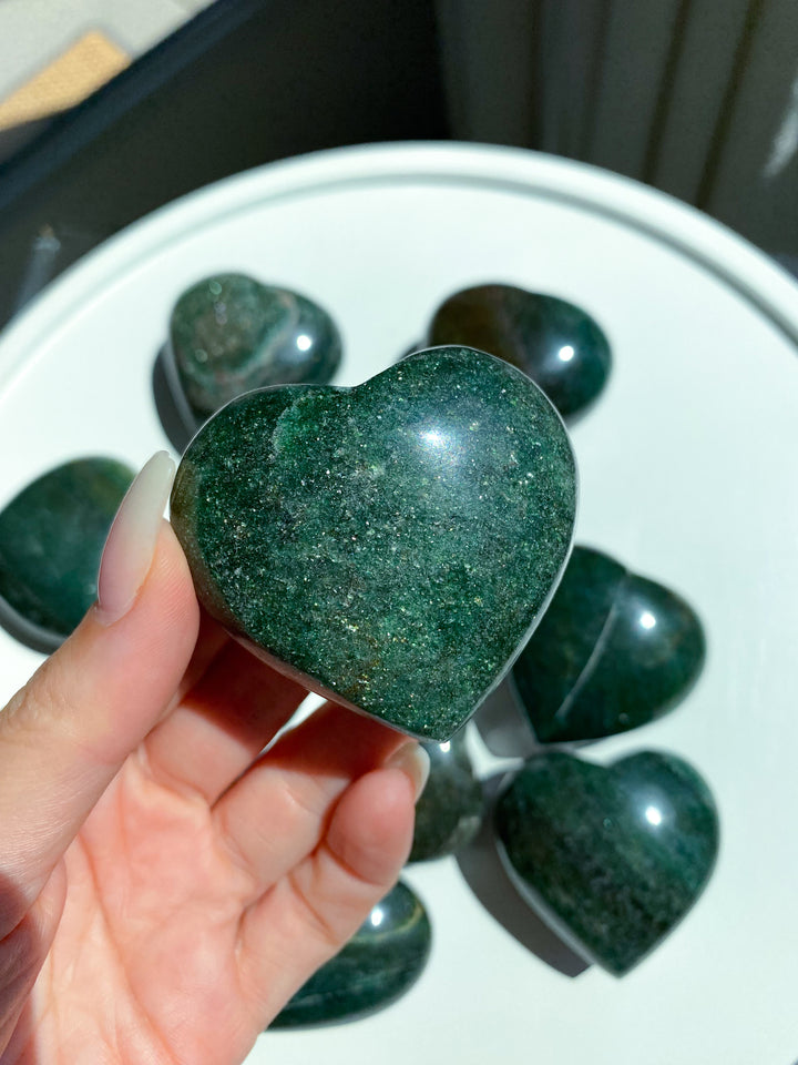 Green Aventurine Puffy Heart - You Choose