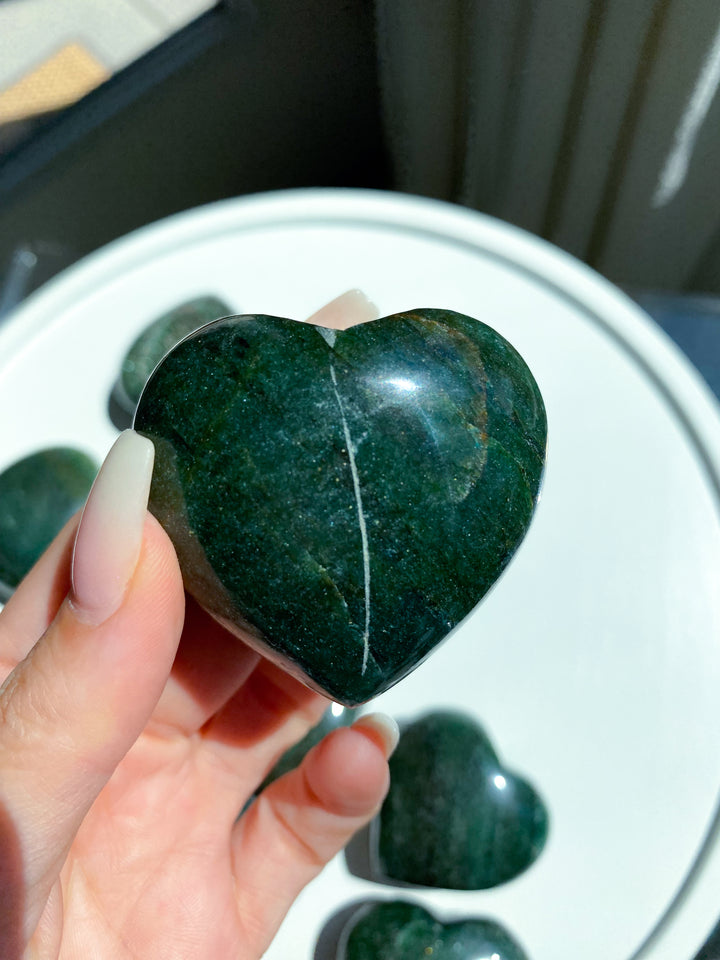 Green Aventurine Puffy Heart - You Choose
