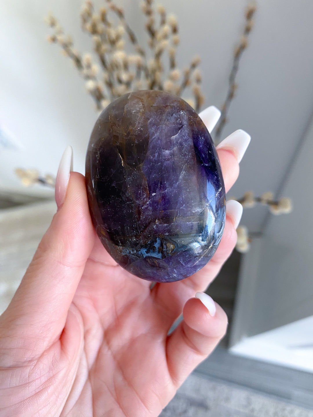 Amethyst Palm Stone - Get exact item - Protection - Energy Cleanse - Creativity - Crown, Third Eye Chakra