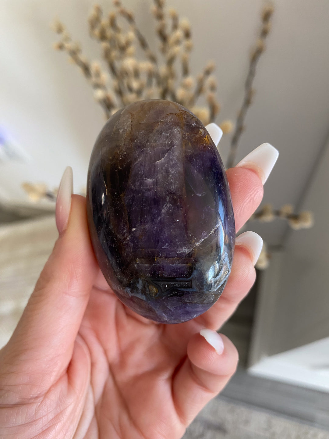 Amethyst Palm Stone - Get exact item - Protection - Energy Cleanse - Creativity - Crown, Third Eye Chakra