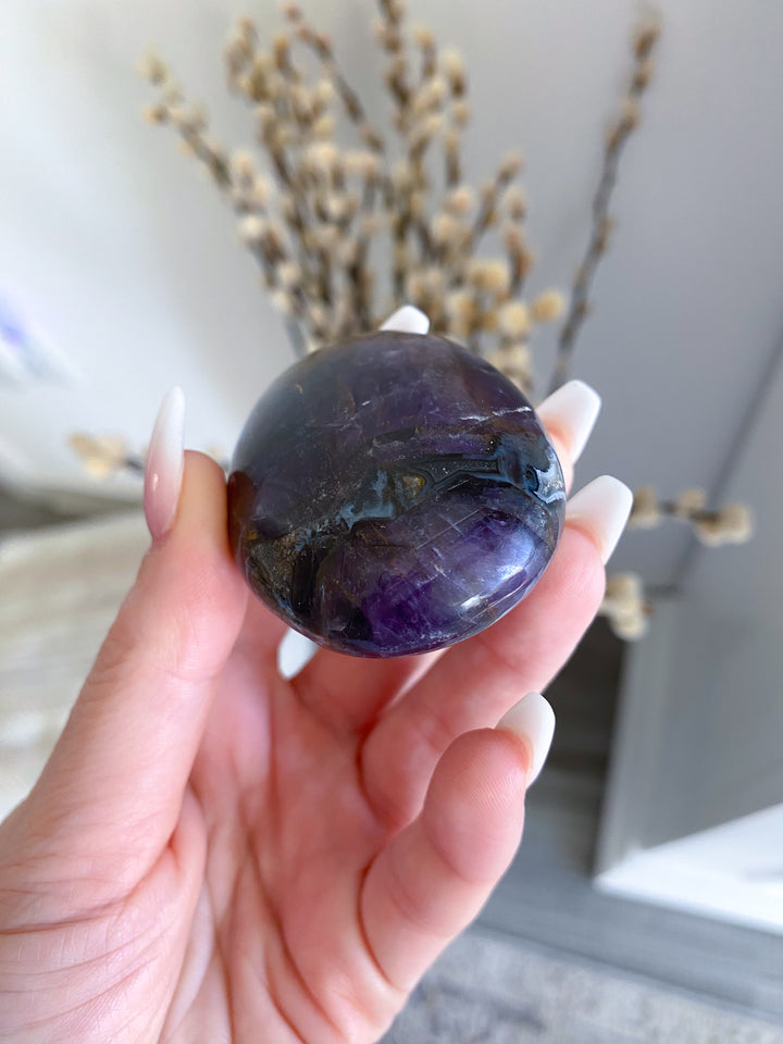 Amethyst Palm Stone - Get exact item - Protection - Energy Cleanse - Creativity - Crown, Third Eye Chakra