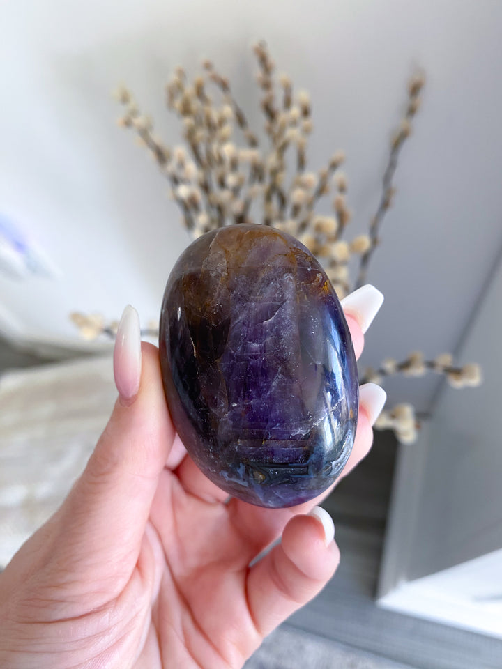 Amethyst Palm Stone - Get exact item - Protection - Energy Cleanse - Creativity - Crown, Third Eye Chakra