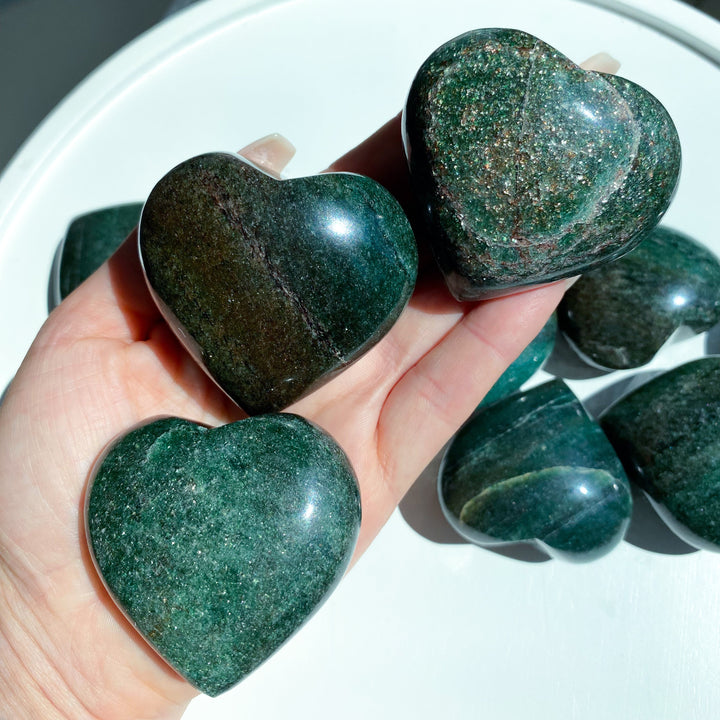 Green Aventurine Puffy Heart - You Choose