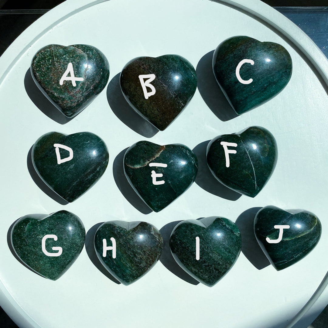 Green Aventurine Puffy Heart - You Choose