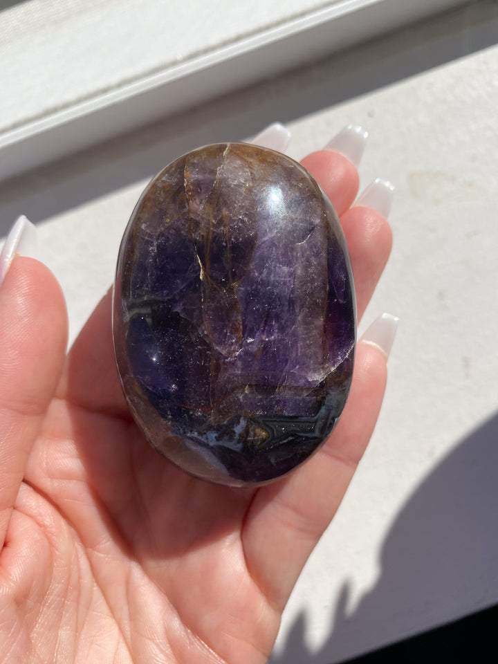 Amethyst Palm Stone - Get exact item - Protection - Energy Cleanse - Creativity - Crown, Third Eye Chakra