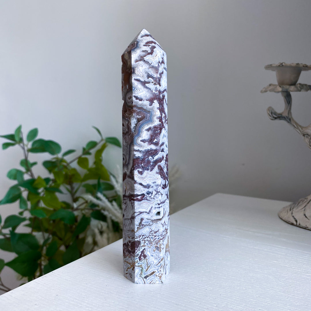 Crazy Lace Agate Tower 6" 
