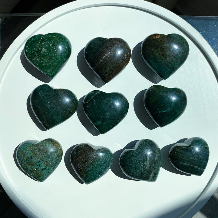 Green Aventurine Puffy Heart - You Choose