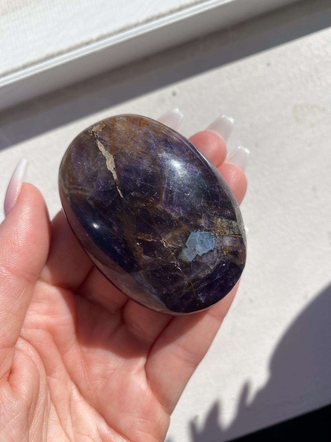 Amethyst Palm Stone - Get exact item - Protection - Energy Cleanse - Creativity - Crown, Third Eye Chakra