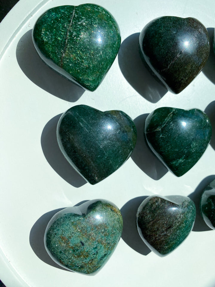 Green Aventurine Puffy Heart - You Choose