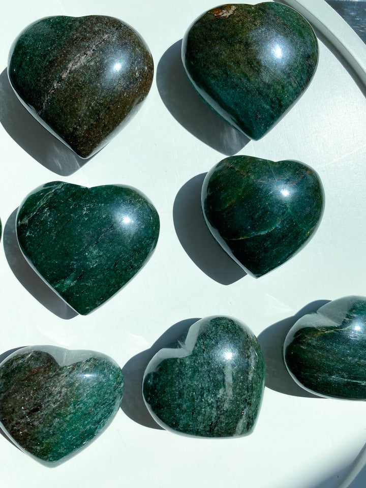 Green Aventurine Puffy Heart - You Choose
