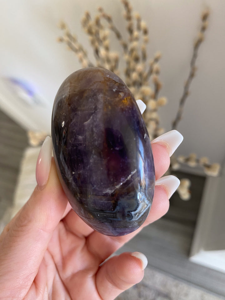 Amethyst Palm Stone - Get exact item - Protection - Energy Cleanse - Creativity - Crown, Third Eye Chakra