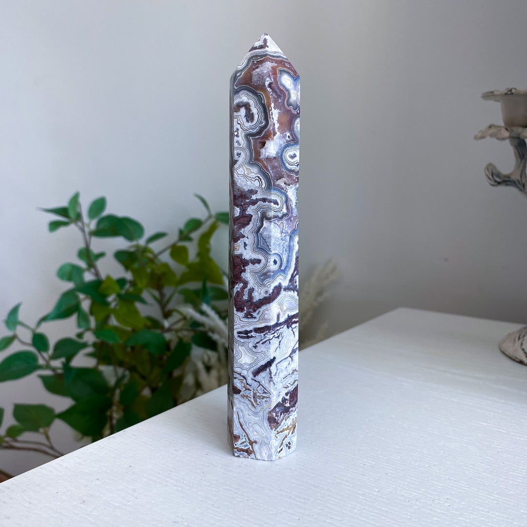 Crazy Lace Agate Tower 6" 