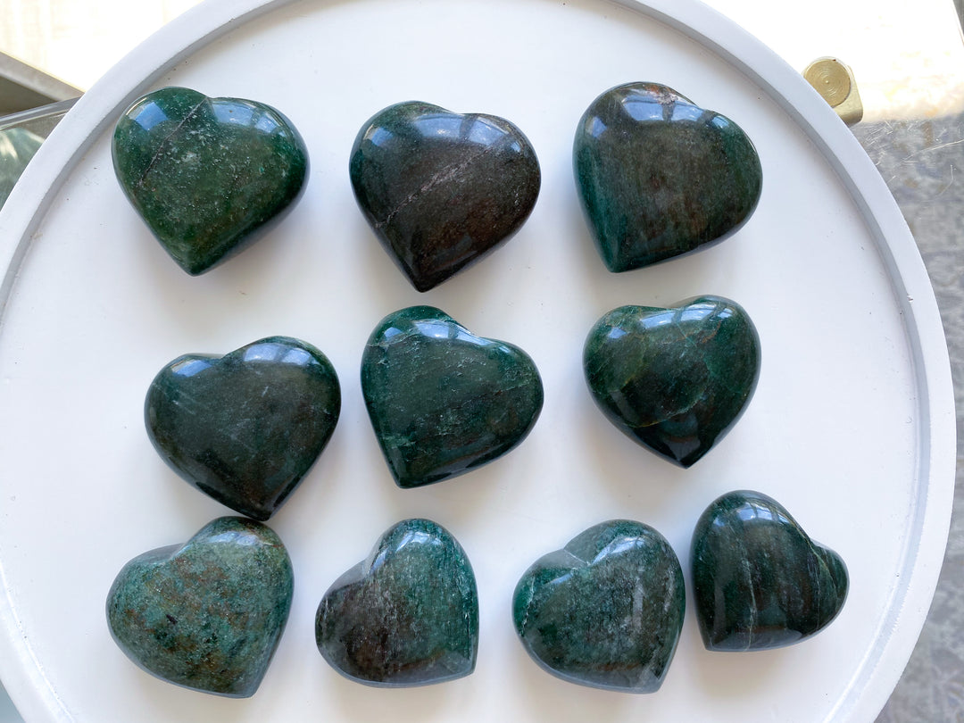 Green Aventurine Puffy Heart - You Choose