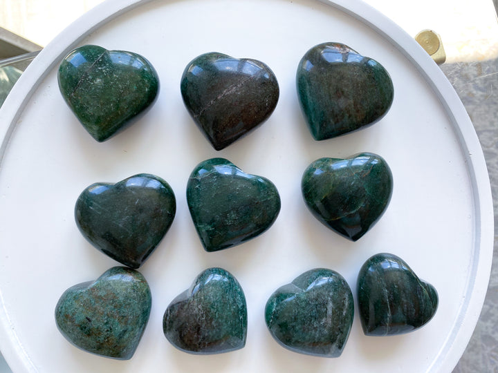 Green Aventurine Puffy Heart - You Choose