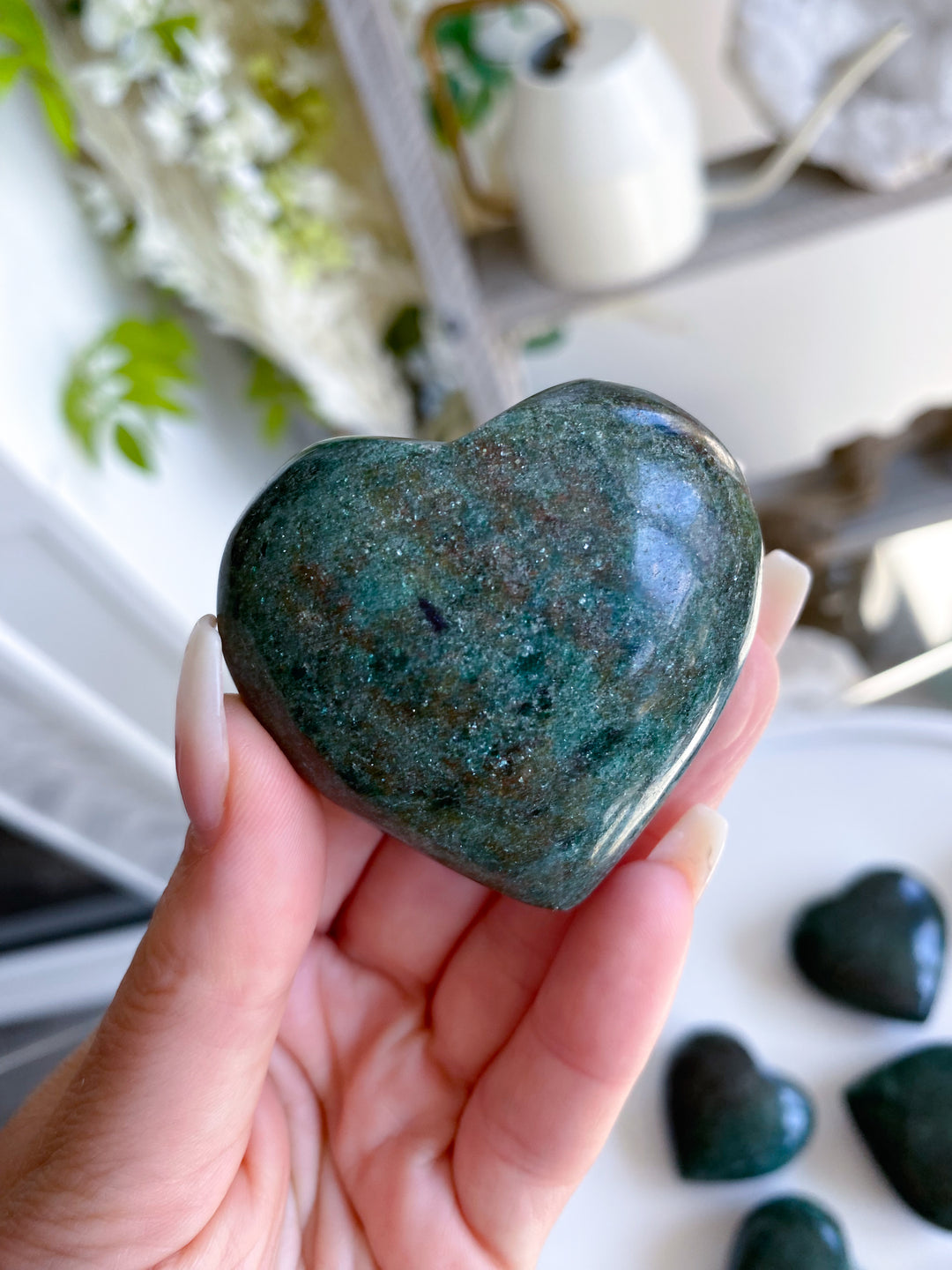 Green Aventurine Puffy Heart - You Choose