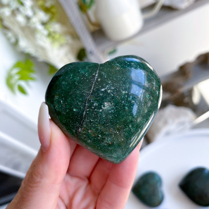Green Aventurine Puffy Heart - You Choose