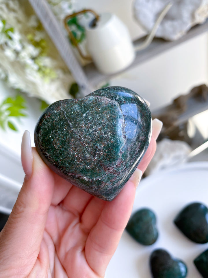 Green Aventurine Puffy Heart - You Choose