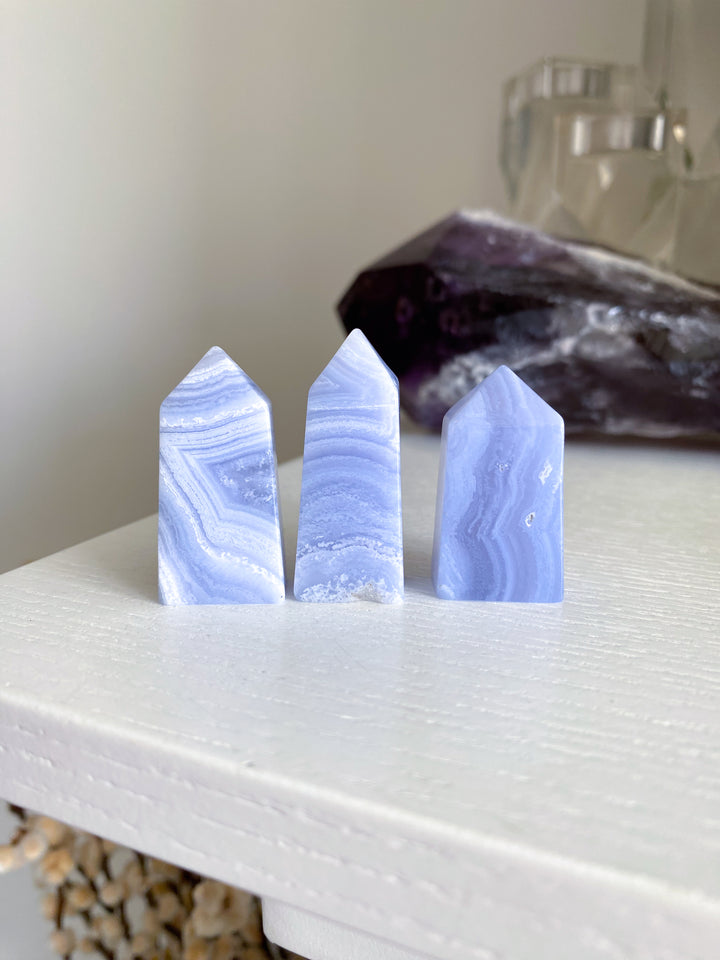 X Small Blue Lace Agate Tower