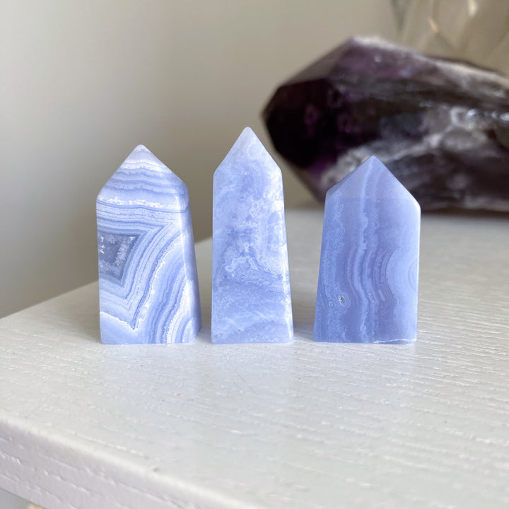 X Small Blue Lace Agate Tower